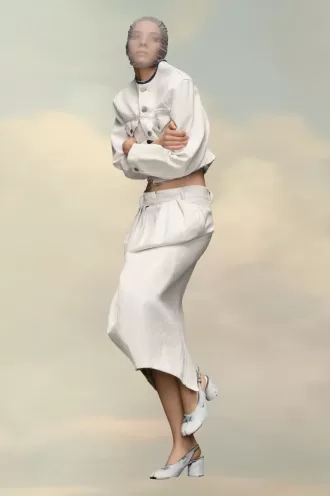 Denim Gathered Skirt