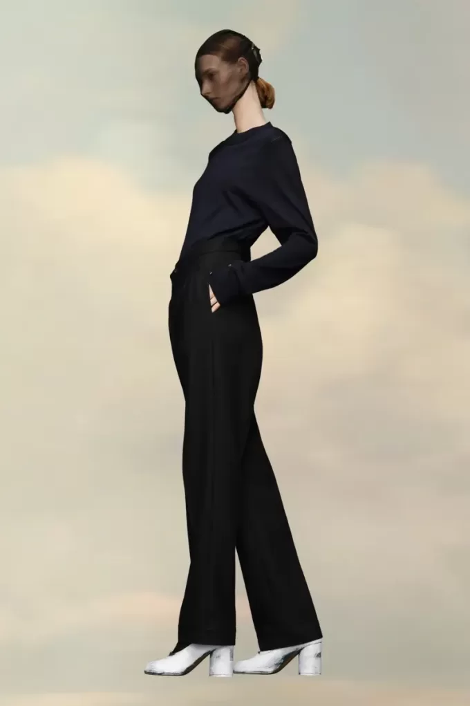 Herringbone Wool Pleated Trousers Herringbone Wool Pleated Trousers