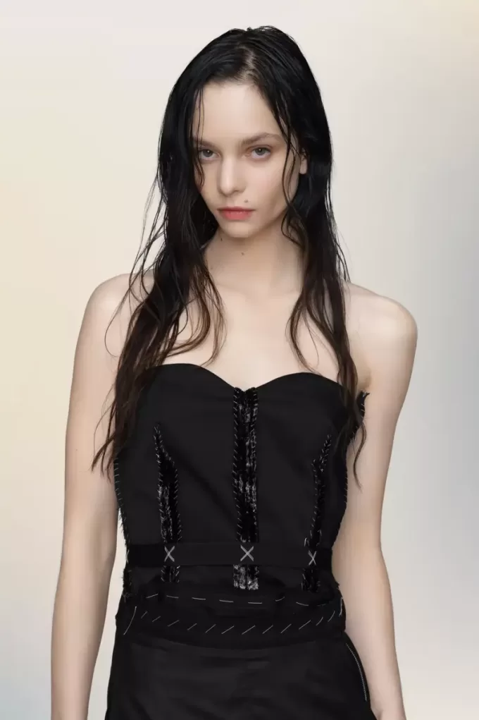 Strapless midi dress