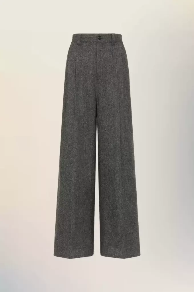 Wide-leg wool trousers
