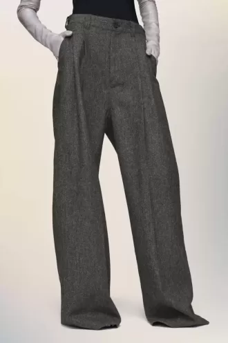 Wide-leg wool trousers